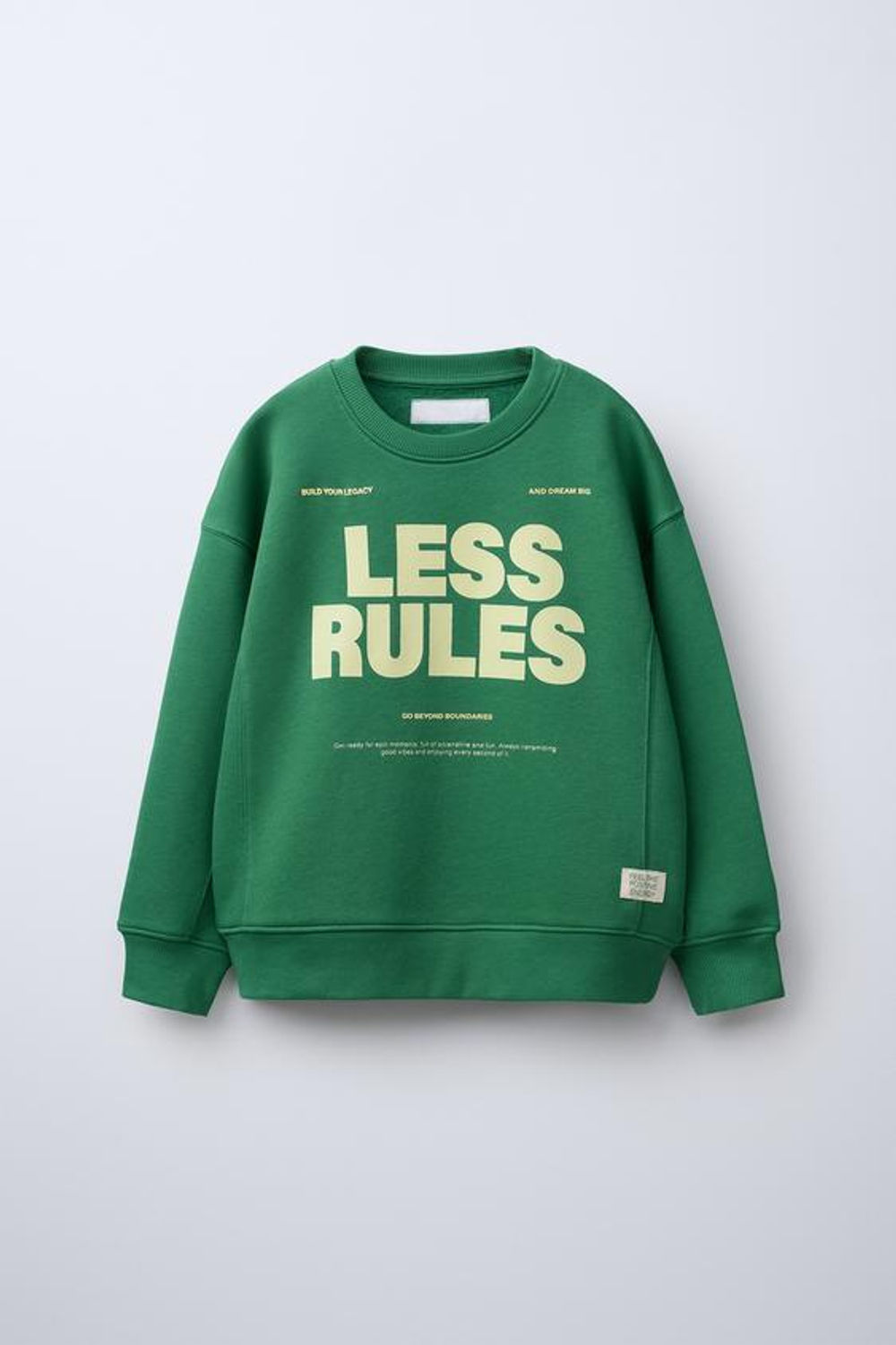 ZARA ХУДИ ИЗ МЯГКОЙ ТКАНИ С НАДПИСЬЮ, ЗЕЛЕНЫЙ