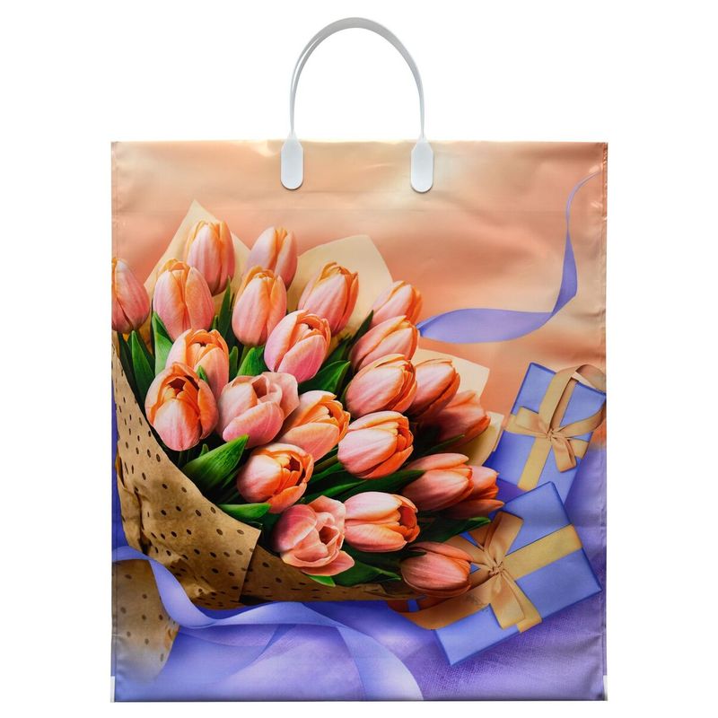 Пакет пластиковая ручка Россия 40*44 см 100 мкм ПВД Белиссимо  1 шт 100 шт/кор