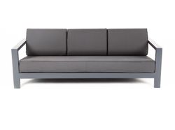 "Гранада" диван 3-местный, каркас алюминий темно-серый (RAL7024) муар, ткань темно-серая 027