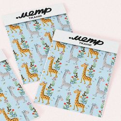 Ткань флис детский рисунок жирафа