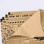 Упаковочная матовая пленка (0,6*0,6 м) Газета, черный принт, Крафт, 20 шт.