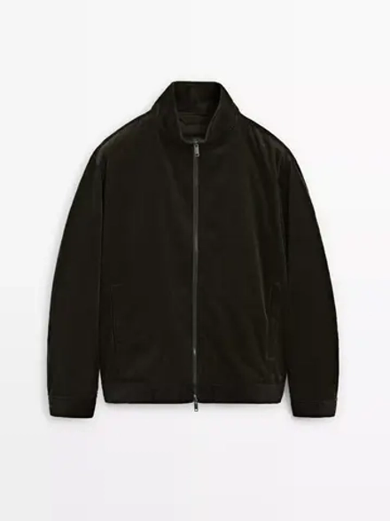 Massimo Dutti Вельветовая куртка с высоким воротником, коричневый