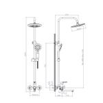 Душевая система 35к MIXLINE ML2415 излив лейка 3 позиции +лейка "Тропический душ" ХРОМ/БЕЛЫЙ