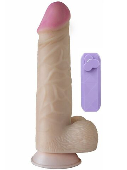 Телесный вибромассажёр-гигант с проводным пультом - 27 см.