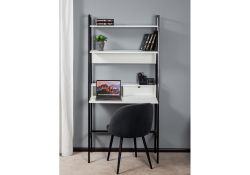 Письменный стол Минден с надстройкой 84х42,4х175 белое тиснение / черный