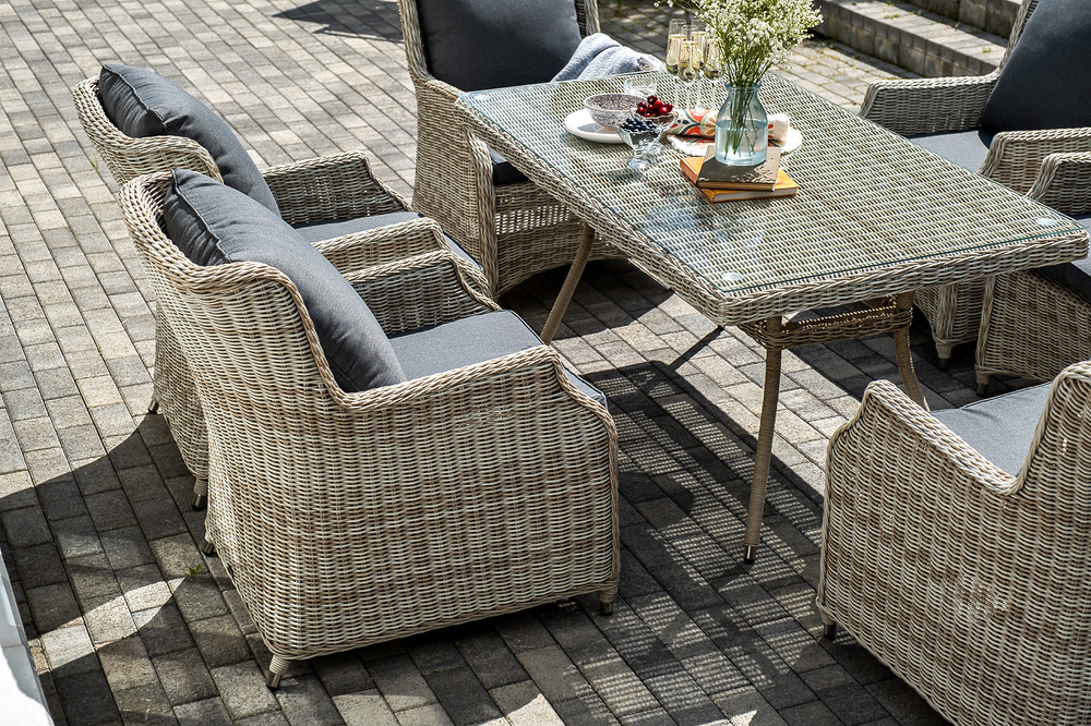 "Неаполь" обеденная группа плетеная из искусственного ротанга, цвет соломенный