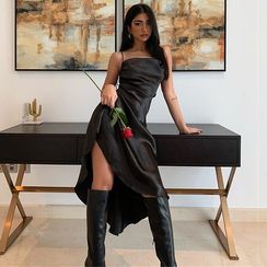 Qadın üçün don ipək qara bağlamalı