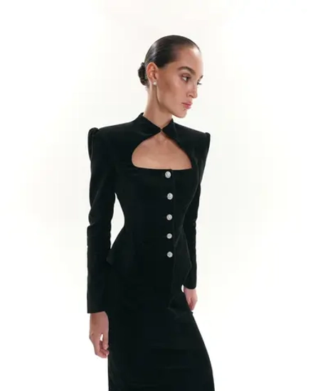 “Velvet moon” Жакет приталенный из шелковистого бархата