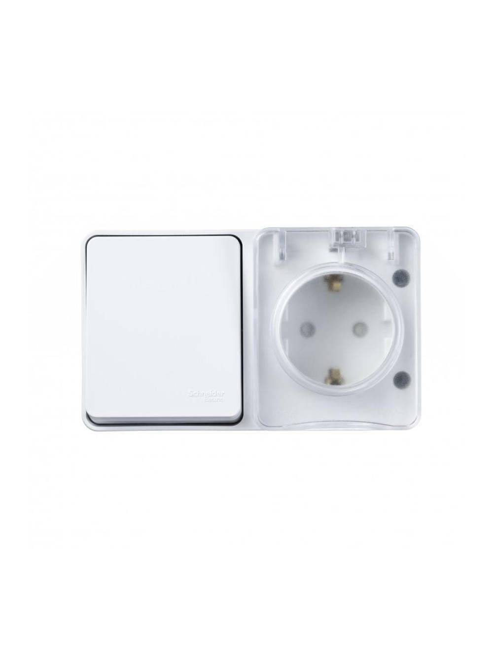 Блок ОП AtlasDesign PROFI IP54 (розетка 1-м 16А заземл. защ. шторки + 1-кл. выключатель 10А) бел. SE ATN540170