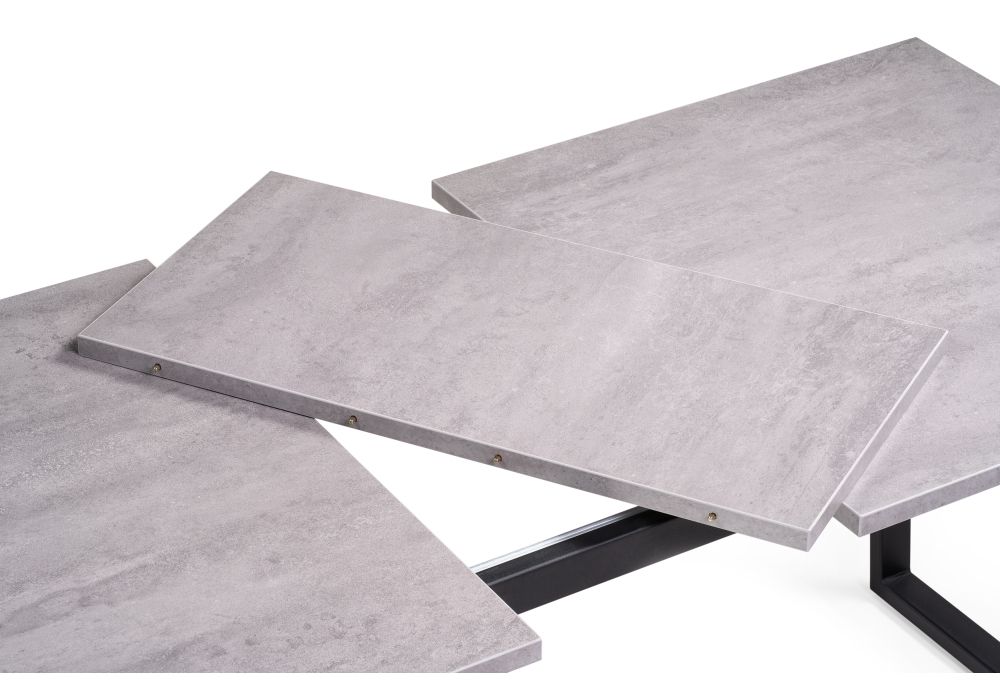 Стол раскладной Лота Лофт 140(180)х80х74 25 мм бетон / матовый черный