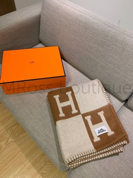 Коричневый плед H Hermes