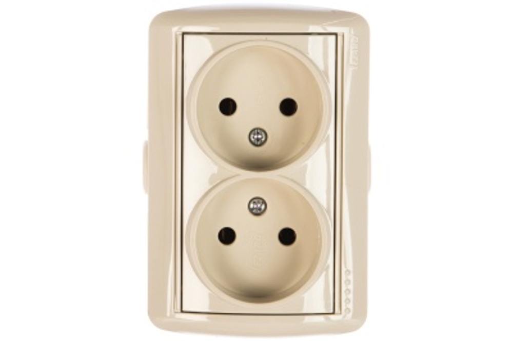 Розетка 2 местная LEZARD Ната крем б/з керамика