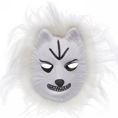 Маска «Белый лис» с мехом