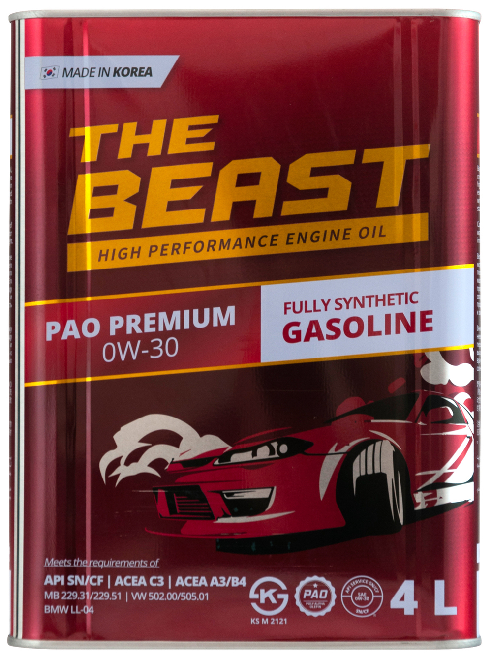 Масло моторное синтетическое THE BEAST 0W30  PAO PREMIUM  4л