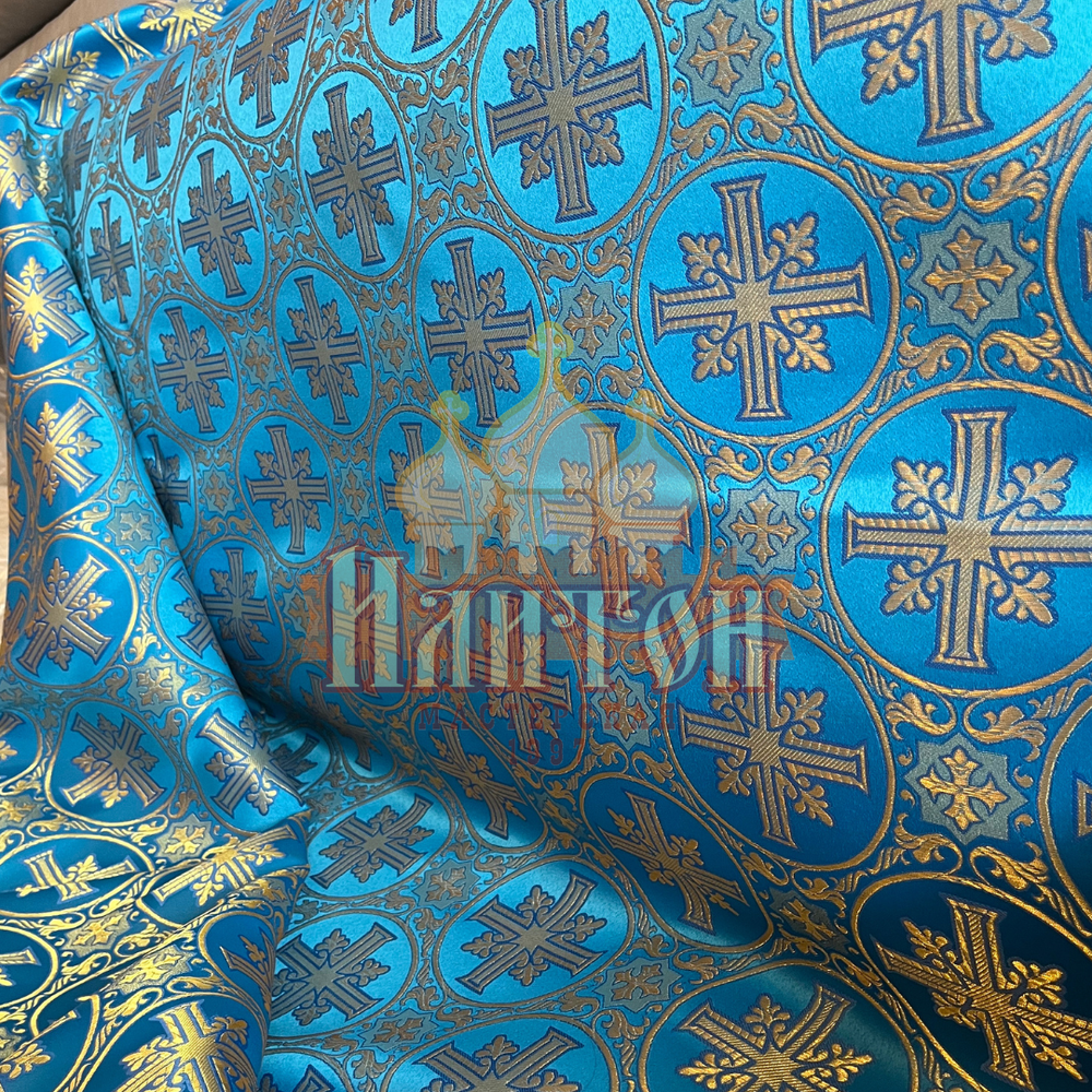 Парча "Софрино" голубая с золотом