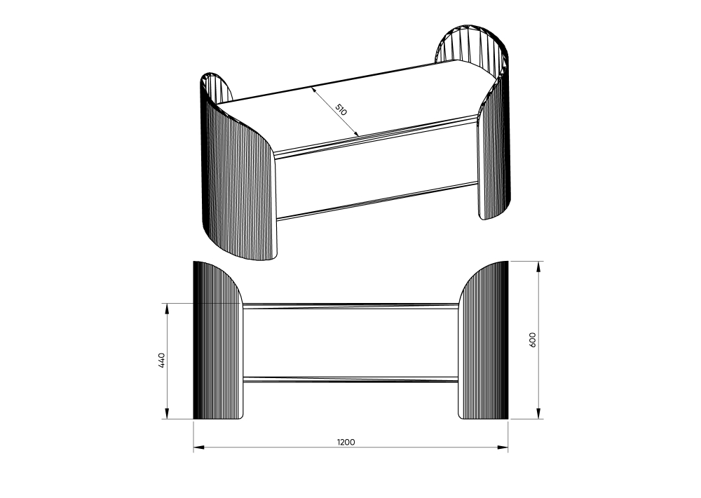 Банкетка Lagom 2 120 см (серо-зеленый FiberGuard, натуральный дуб)