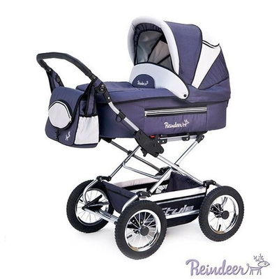 Детская коляска Reindeer Style 3 в 1 с конвертом (синий)