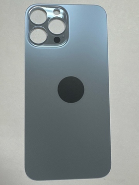 Задняя крышка для iPhone 13 Pro Max Голубой (стекло, широкий вырез под камеру, логотип) - Премиум