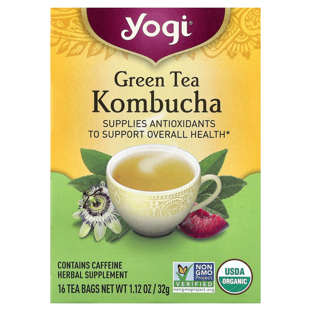 Yogi Tea, зелёный чай комбуча, 16 чайных пакетиков, 32 г (1,12 унции)