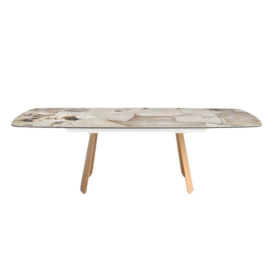 Раздвижной обеденный стол 1203 с столешницей из керамики  и основанием из шпона дуба