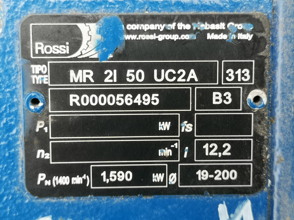 Мотор редуктор соосный двухступенчатый ROSSI MR 2I 50 UС2A 313 c электродвигателем HB2 80B 4 B5 0.75 кВт