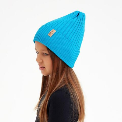 Шапка с отворотом д\девочки р.52-56, бирюзовый 7882379 (MINAKU)