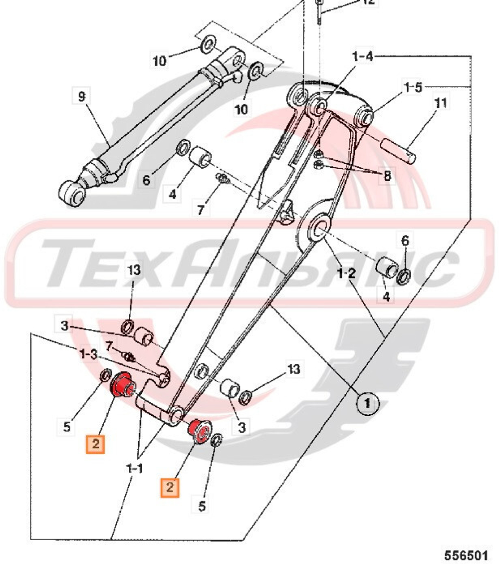 Втулка грибковая JRV0594 ковш-рукоять