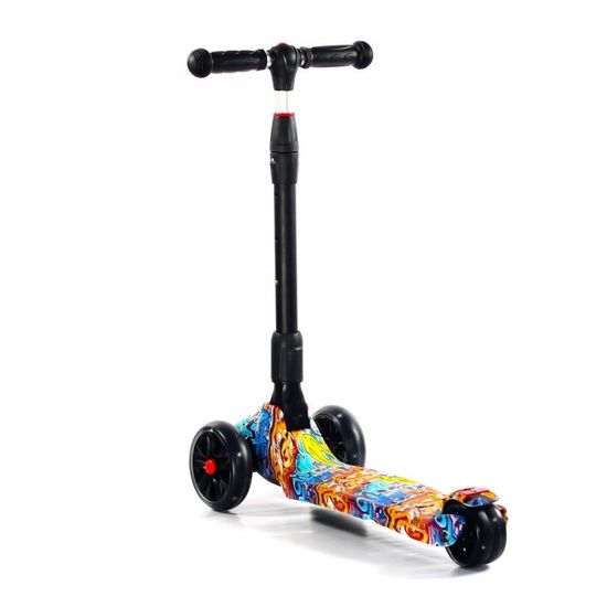 Самокат детский трехколёсный со светящимися колёсами Micar Rider Ultra Print Urban 135 мм
