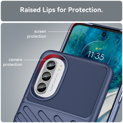 Чехол синего цвета с рельефной фактурой для Motorola Moto G52, мягкий отклик кнопок, серия Onyx от Caseport