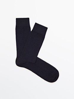 Massimo Dutti Высокие носки из смесового хлопка в горошек, темно-синий