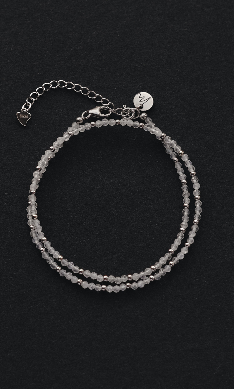 Чокер "Memo about Love" из лунного камня с серебряными бусинами с удлинителем 33-38 см