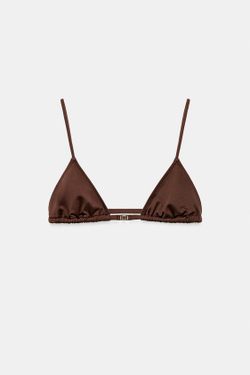 ZARA ОДНОТОННЫЙ ТОП-БИКИНИ, КОРИЧНЕВЫЙ