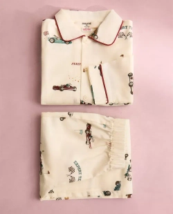 ZARA HOME ДЕТСКАЯ ПИЖАМА С ПРИНТОМ "ГОНЧАЯ СОБАКА", СВЕТЛО-БЕЖЕВЫЙ