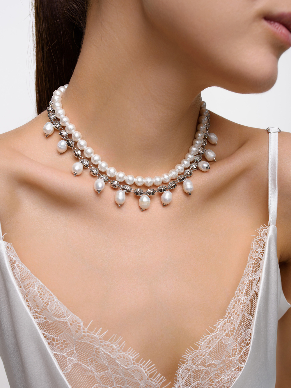 Колье "Rich White" Silver