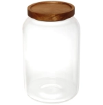Банка для продуктов стеклянная 3000мл «Хай-Тек» с крышкой из акации 14*23см