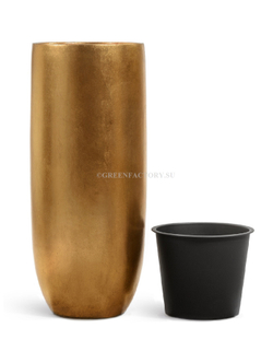 Кашпо TREEZ Effectory - Metal - Высокий округлый конус - Сусальное золото