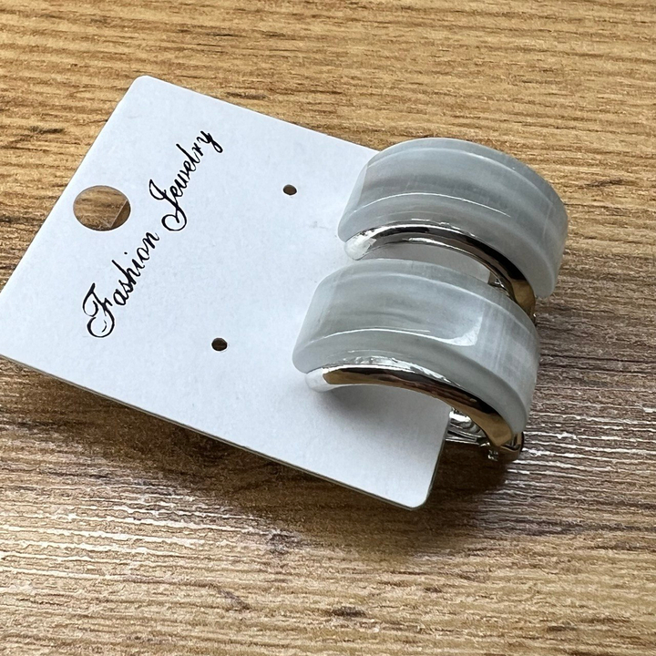 Клипсы Кошачий глаз кольца 12x22 мм цвет серый металл серебристый