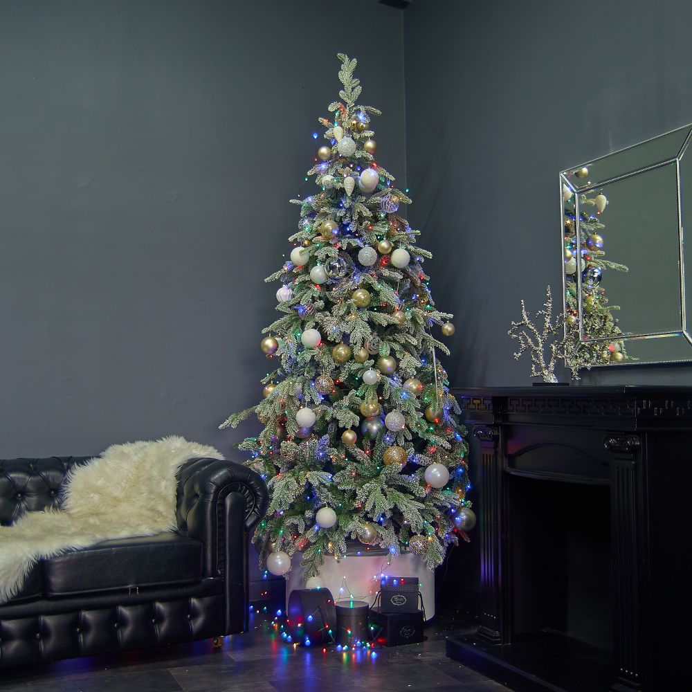 ULD-S5000-500-DGA MULTI IP20 DEW Гирлянда светодиодная Роса. 50м. 500 светодиодов. Разноцветный свет. Провод зеленый. ТМ Uniel