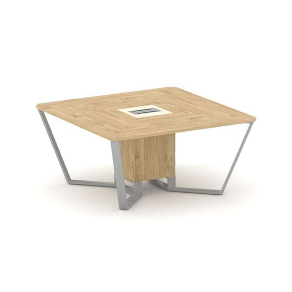 Steel Meet Стол переговорный квадратный KMK-PR.B.SP-08 Тиквуд Светлый/Ваниль Глянец/Металл Серый 160