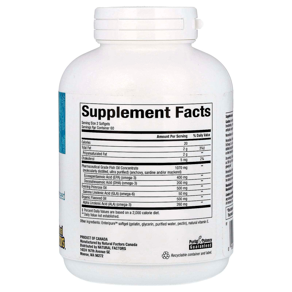Natural Factors, WomenSense®, RxOmega-3, 120 капсул Enteripure™