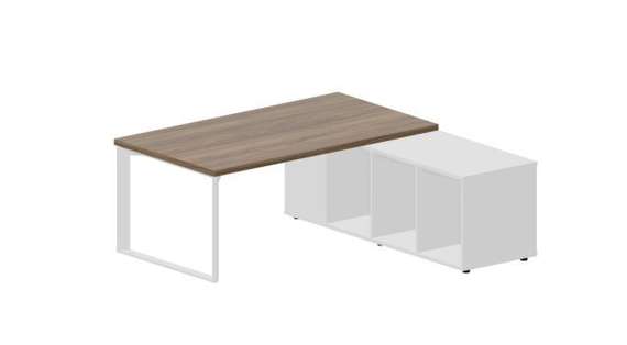 Стол Fortum на опорной сервисной тумбе (правый) 180(+0/15/30)х180х74см