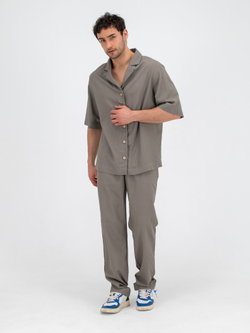 Костюм льняной с брюками. Хаки