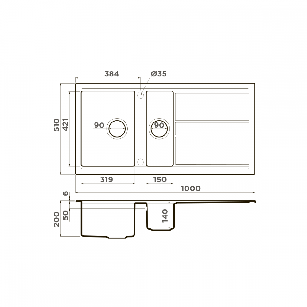 Кухонная мойка Omoikiri Kitagawa 100-2-GB