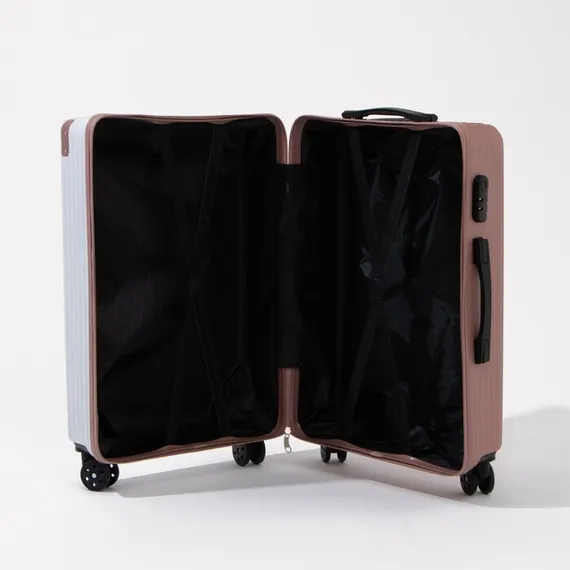 Чемодан большой 26&quot;, кодовый замок, цвет белый/розовый