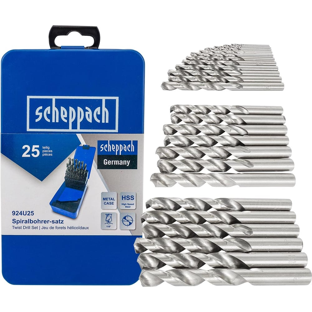 Набор сверл по металлу Scheppach 25 предметов Sch-924U25(62600)