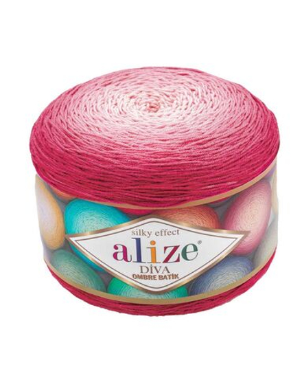 Дива омбре батик (Diva ombre batik) пряжа Alize 100% микрофибра 1х250гр/875м 7367 малиновый