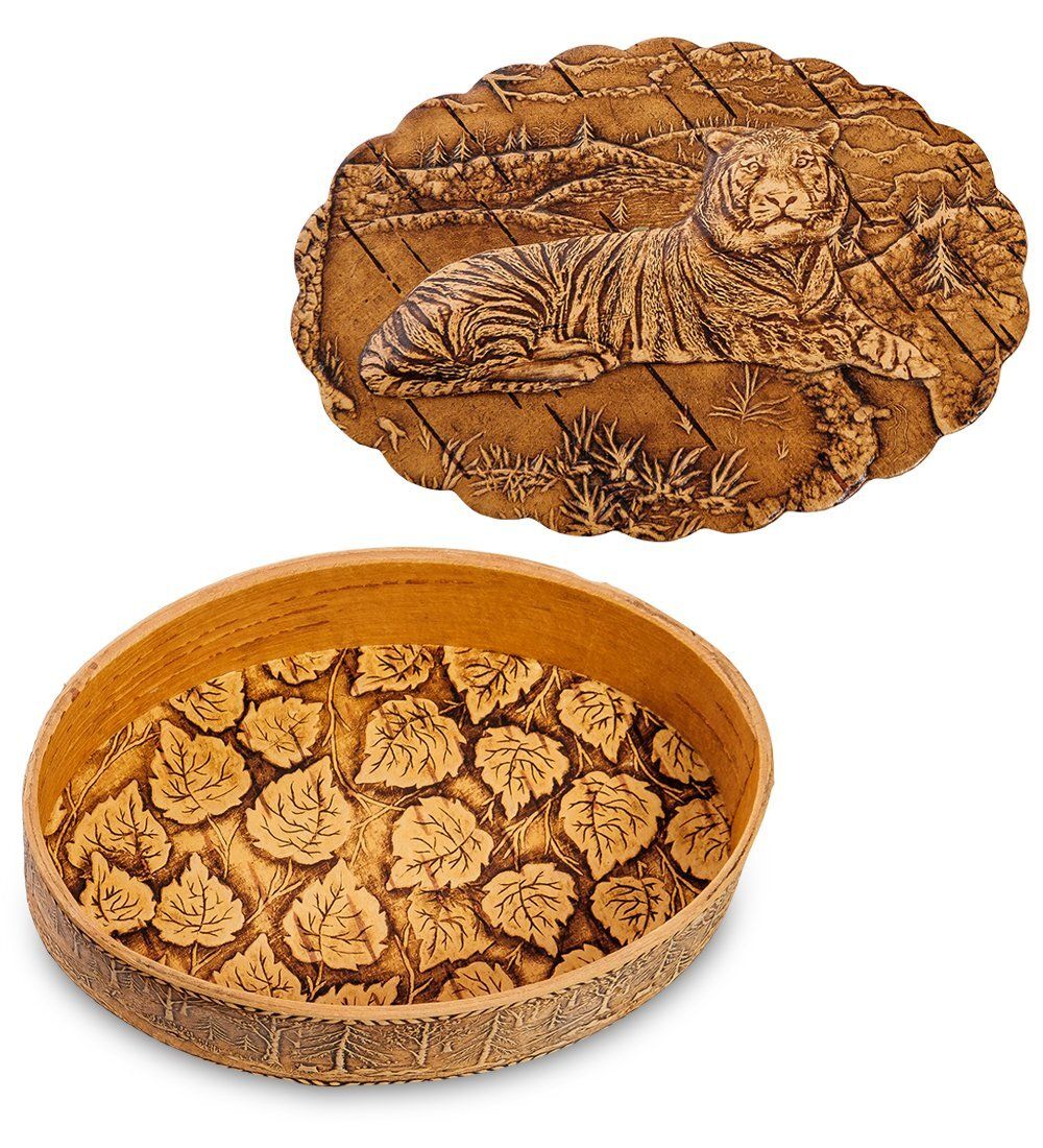 BST-106/ 5 Шкатулка «Тигр» (береста)