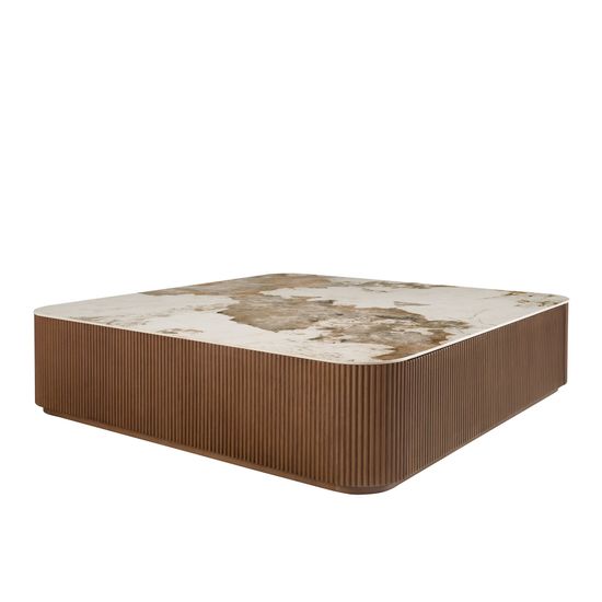 Журнальный столик 2140/CT23067 из ореха и керамики в мраморной отделке