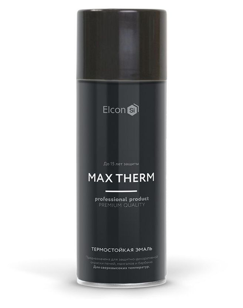 Эмаль аэрозольная Elcon термостойкая до + 1000°С черная 520 мл