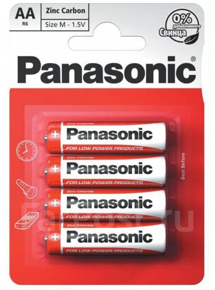 Батарейки Panasonic Red Zink AA солевые 4 шт